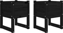 vidaXL - Plantenbakken - 2 - st - 40x40x52,5 - cm - massief - grenenhout - zwart
