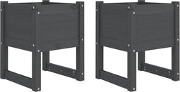 vidaXL - Plantenbakken - 2 - st - 40x40x52,5 - cm - massief - grenenhout - grijs