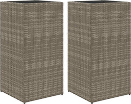 vidaXL - Plantenbakken - 2 - st - 40x40x80 - cm - poly - rattan - grijs