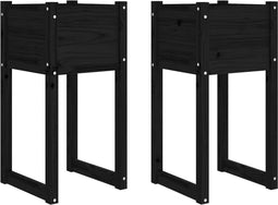 vidaXL - Plantenbakken - 2 - st - 40x40x81 - cm - massief - grenenhout - zwart