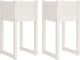 vidaXL - Plantenbakken - 2 - st - 40x40x81 - cm - massief - grenenhout - wit