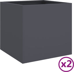 vidaXL - Plantenbakken - 2 - st - 42x40x39 - cm - staal - antracietkleurig