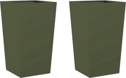 vidaXL - Plantenbakken - 2 - st - 45x45x75 - cm - staal - olijfgroen