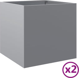 vidaXL - Plantenbakken - 2 - st - 49x47x46 - cm - gegalvaniseerd - staal - zilverkleur