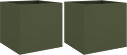 vidaXL - Plantenbakken - 2 - st - 49x47x46 - cm - staal - olijfgroen