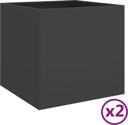 vidaXL - Plantenbakken - 2 - st - 49x47x46 - cm - staal - zwart