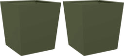 vidaXL - Plantenbakken - 2 - st - 50x50x50 - cm - staal - olijfgroen