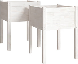 vidaXL - Plantenbakken - 2 - st - 50x50x70 - cm - massief - grenenhout - wit