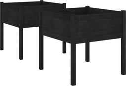 vidaXL - Plantenbakken - 2 - st - 70x70x70 - cm - massief - grenenhout - zwart