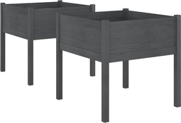vidaXL - Plantenbakken - 2 - st - 70x70x70 - cm - massief - grenenhout - grijs