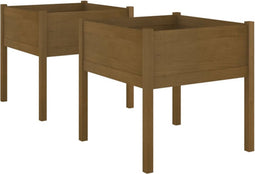 vidaXL - Plantenbakken - 2 - st - 70x70x70 - cm - massief - grenenhout - honingbruin