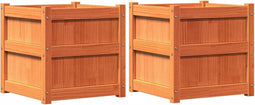 vidaXL - Plantenbakken - 2 - st - cm - massief - grenenhout - wasbruin