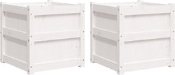 vidaXL - Plantenbakken - 2 - st - cm - massief - grenenhout - wit