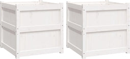 vidaXL - Plantenbakken - 2 - st - cm - massief - grenenhout - wit