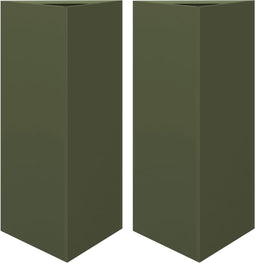 vidaXL - Plantenbakken - 2 - st - driehoek - 40x34,5x70 - cm - staal - olijfgroen