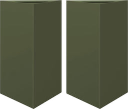 vidaXL - Plantenbakken - 2 - st - driehoek - 50x43x75 - cm - staal - olijfgroen