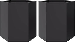 vidaXL - Plantenbakken - 2 - st - zeshoek - 46x40x45 - cm - staal - zwart