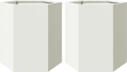 vidaXL - Plantenbakken - 2 - st - zeshoek - 46x40x45 - cm - staal - wit