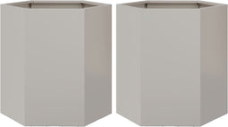 vidaXL - Plantenbakken - 2 - st - zeshoek - 46x40x45 - cm - roestvrijstaal
