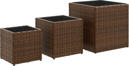 vidaXL - Plantenbakken - 3 - st - poly - rattan - bruin