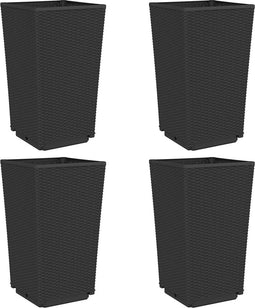 vidaXL - Plantenbakken - 4 - st - 32,5x32,5x57 - cm - polypropeen - zwart