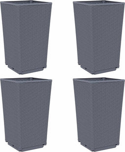 vidaXL - Plantenbakken - 4 - st - 32,5x32,5x57 - cm - polypropeen - grijs