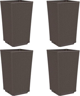 vidaXL - Plantenbakken - 4 - st - 32,5x32,5x57 - cm - polypropeen - bruin