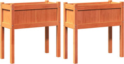 vidaXL - Plantenbakken - met - poten - 2 - st - cm - massief - grenenhout - wasbruin