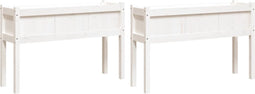 vidaXL - Plantenbakken - met - poten - 2 - st - massief - grenenhout - wit