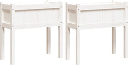 vidaXL - Plantenbakken - met - poten - 2 - st - massief - grenenhout - wit