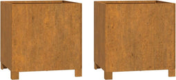 vidaXL - Plantenbakken - met - poten - 2 - st - roestig - 42x40x43 - cm - cortenstaal
