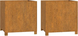 vidaXL - Plantenbakken - met - poten - 2 - st - roestig - 49x47x50 - cm - cortenstaal