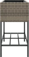 vidaXL - Plantenbakken - met - schap - 2 - st - 90x40x75 - poly - rattan - grijs