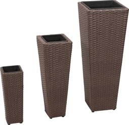 vidaXL - Plantenbakken - verhoogd - 3 - st - poly - rattan - bruin