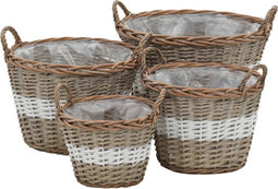 vidaXL - Plantenbakken - verhoogd - 4 - st - wicker - met - PE-voering