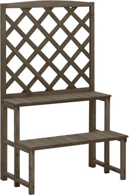 vidaXL - Plantenrek - met - latwerk - 70x42x115 - cm - massief - vurenhout - grijs