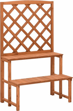 vidaXL - Plantenrek - met - latwerk - 70x42x115 - cm - massief - vurenhout