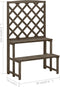 vidaXL - Plantenrek - met - latwerk - 70x42x115 - cm - massief - vurenhout - grijs