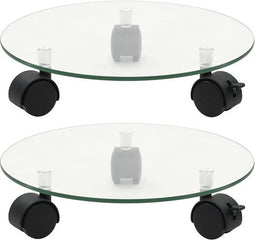 vidaXL - Plantenrollers - rond - 28 - cm - gehard - glas - 2 - st