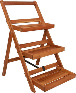 vidaXL - Plantenstandaard - 3-laags - 50x63x80 - cm - massief - acaciahout