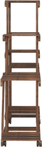vidaXL - Plantenstandaard - met - wielen - 110x25x101 - cm - massief - vurenhout