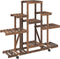 vidaXL - Plantenstandaard - met - wielen - 110x25x101 - cm - massief - vurenhout