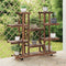 vidaXL - Plantenstandaard - met - wielen - 110x25x115 - cm - massief - vurenhout