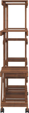 vidaXL - Plantenstandaard - met - wielen - 110x25x115 - cm - massief - vurenhout