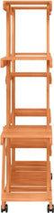 vidaXL - Plantenstandaard - met - wielen - 110x25x115 - cm - massief - vurenhout