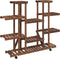 vidaXL - Plantenstandaard - met - wielen - 110x25x115 - cm - massief - vurenhout