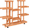 vidaXL - Plantenstandaard - met - wielen - 110x25x115 - cm - massief - vurenhout