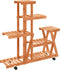 vidaXL - Plantenstandaard - met - wielen - 95x25x101 - cm - massief - vurenhout