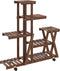 vidaXL - Plantenstandaard - met - wielen - 95x25x101 - cm - massief - vurenhout