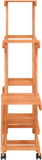 vidaXL - Plantenstandaard - met - wielen - 95x25x101 - cm - massief - vurenhout